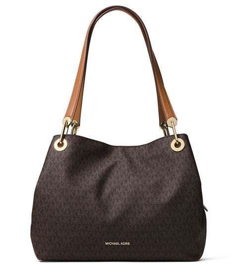 michael michael kors raven signature shoulder tote|raven large leather shoulder bag.